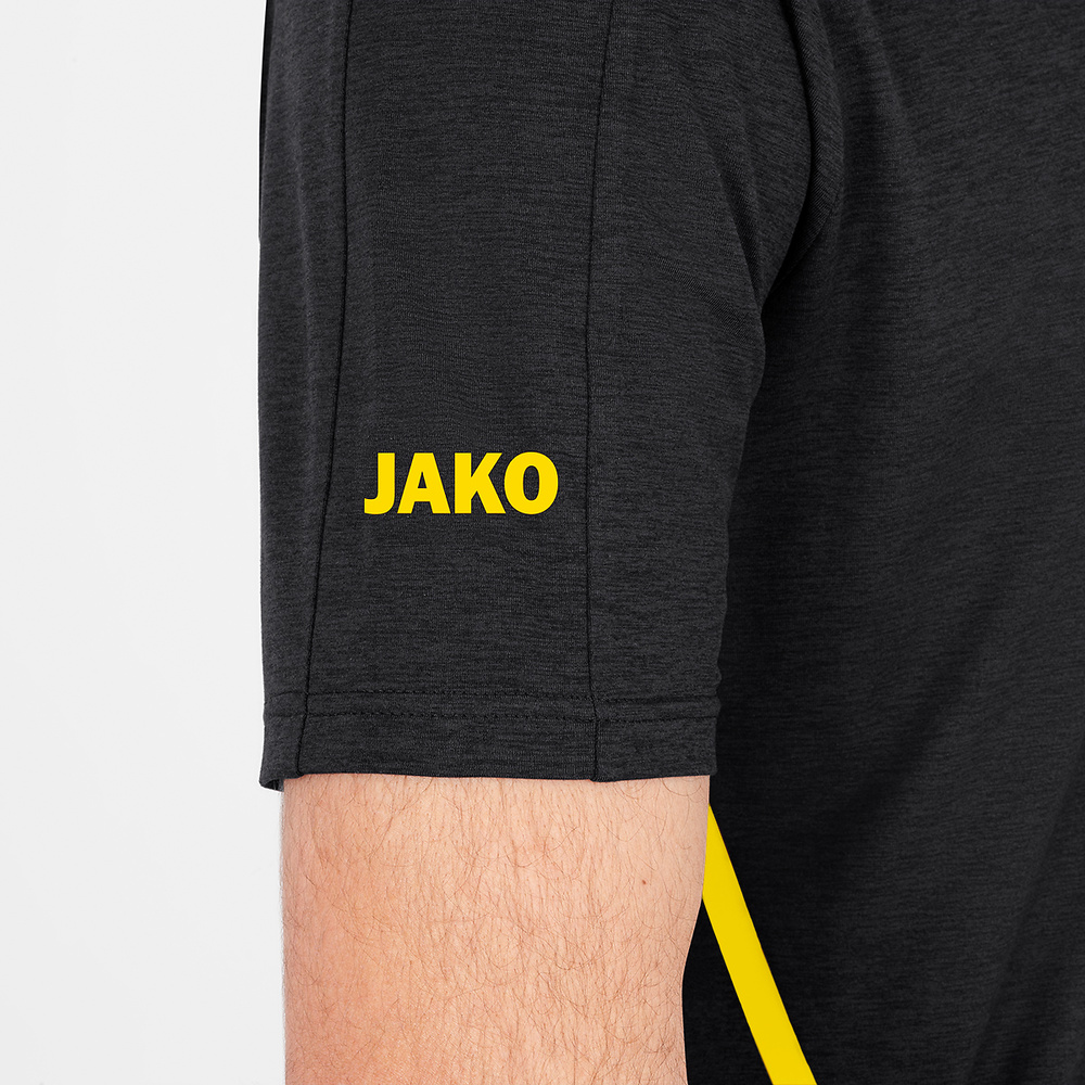 T-SHIRT JAKO CHALLENGE, BLACK MELANGE-CITRO MEN. 