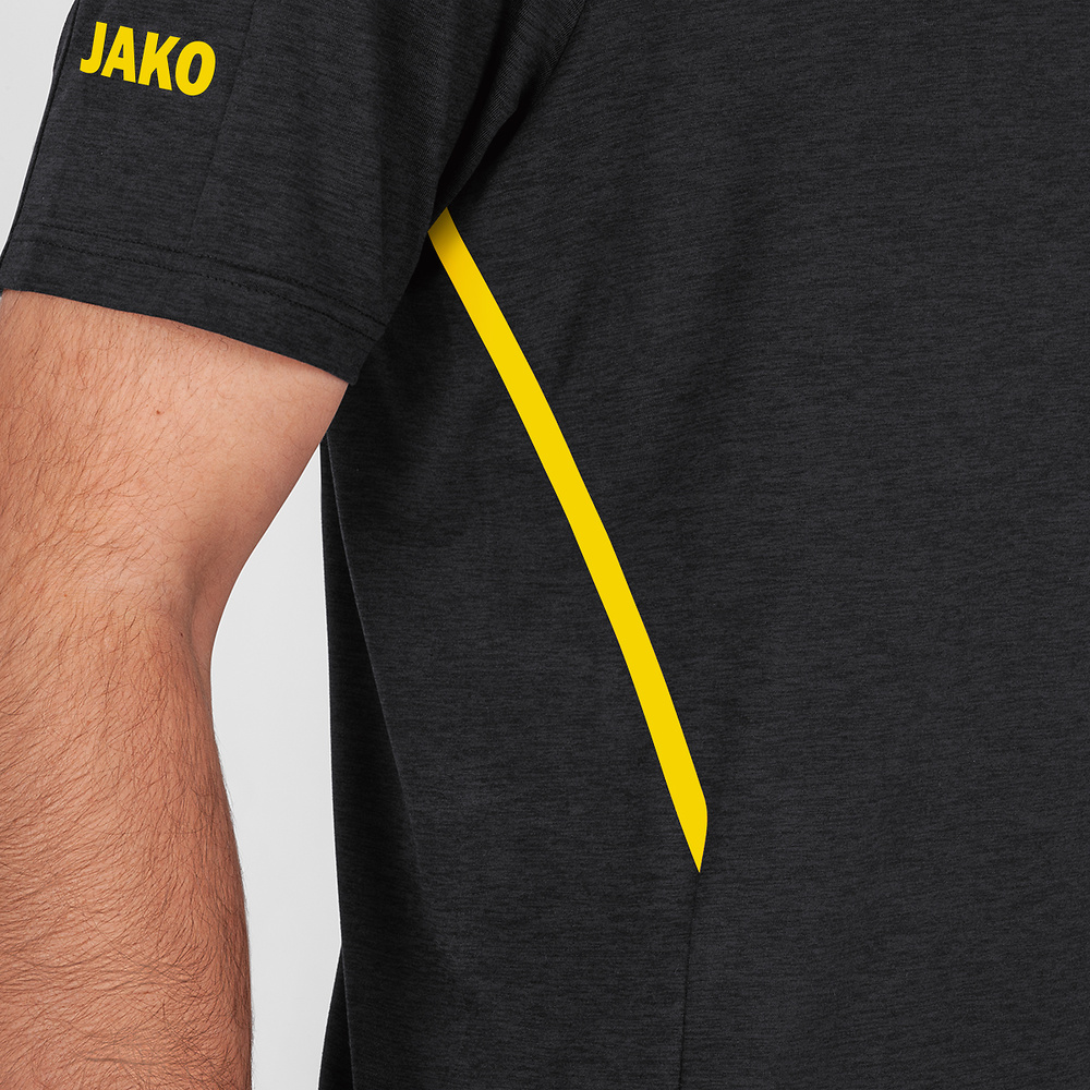 T-SHIRT JAKO CHALLENGE, BLACK MELANGE-CITRO MEN. 