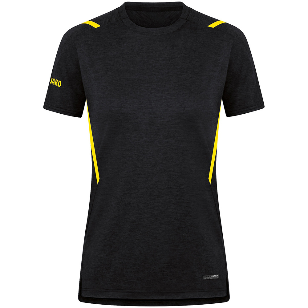 T-SHIRT JAKO CHALLENGE, BLACK MELANGE-CITRO WOMEN. 