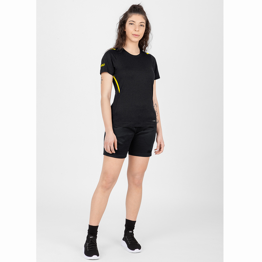 T-SHIRT JAKO CHALLENGE, BLACK MELANGE-CITRO WOMEN. 