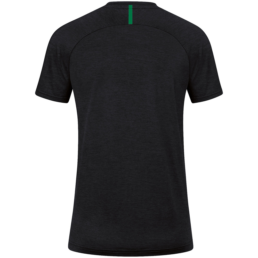 T-SHIRT JAKO CHALLENGE, BLACK MELANGE-SPORT GREEN WOMEN. 