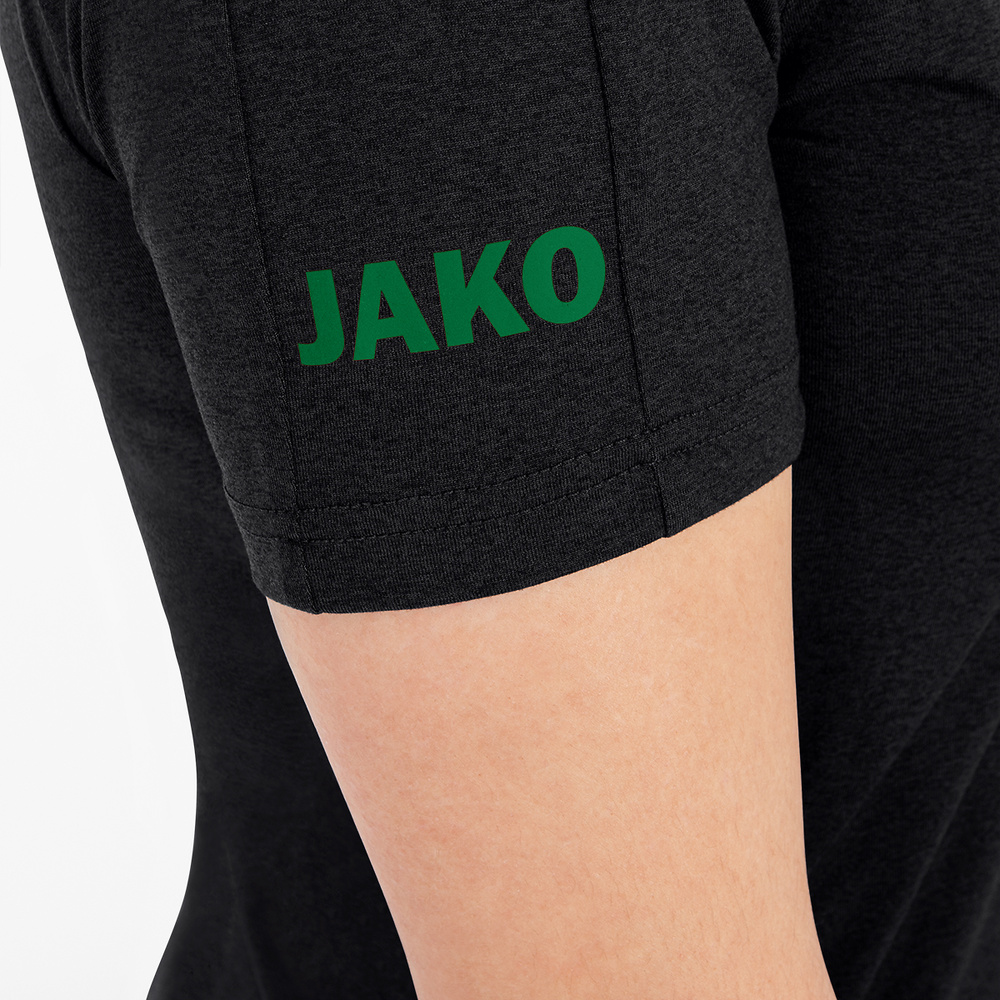 T-SHIRT JAKO CHALLENGE, BLACK MELANGE-SPORT GREEN WOMEN. 