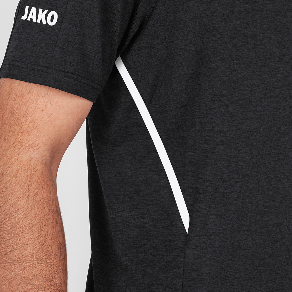 T-SHIRT JAKO CHALLENGE, BLACK MELANGE-WHITE KIDS. 