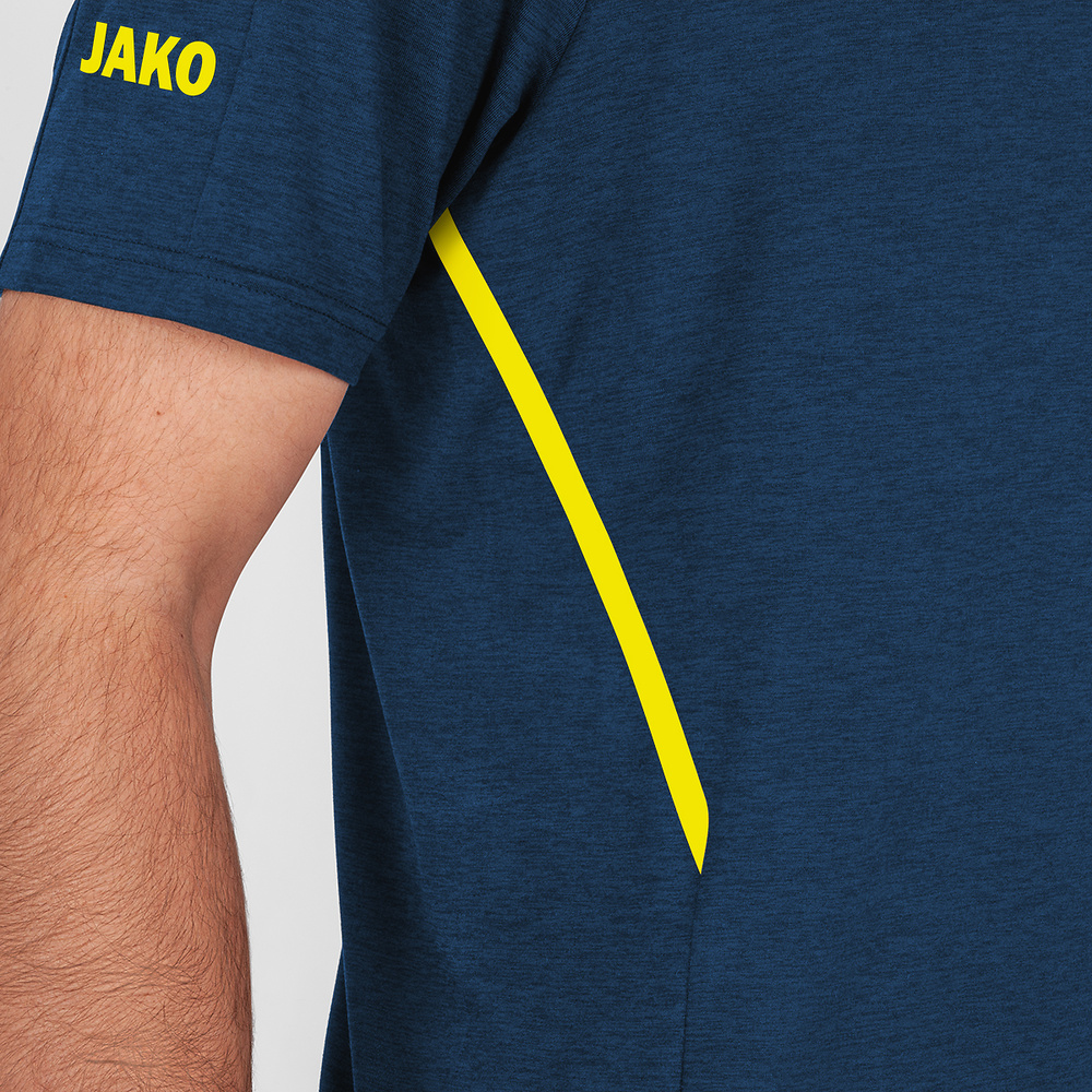 T-SHIRT JAKO CHALLENGE, SEABLUE MELANGE-AMARILLA NEÓN KIDS. 