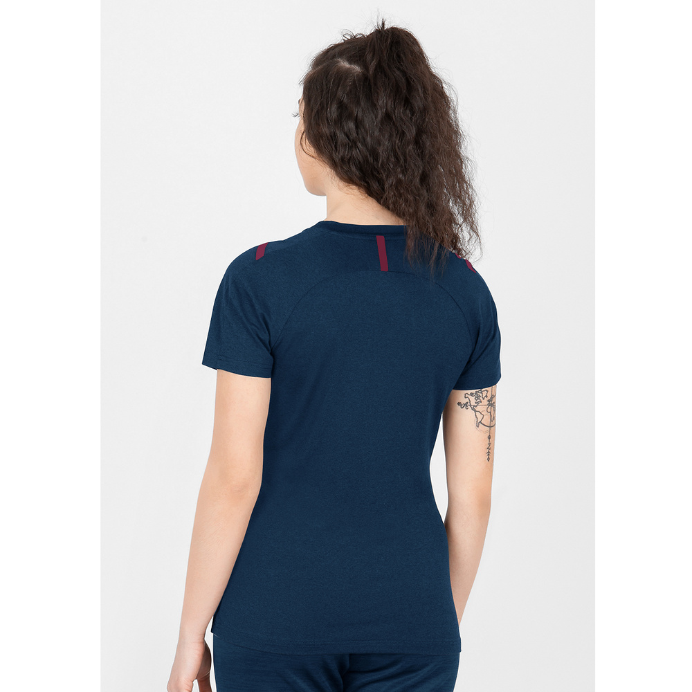 T-SHIRT JAKO CHALLENGE, SEABLUE MELANGE-MAROON WOMEN. 