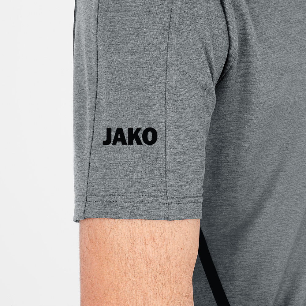 T-SHIRT JAKO CHALLENGE, STONE GREY MELANGE-BLACK KIDS. 