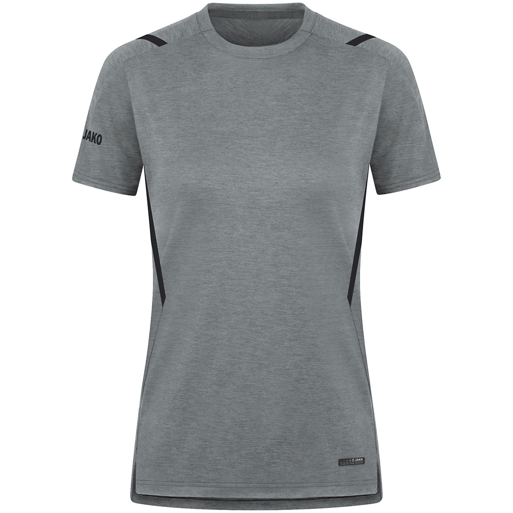 T-SHIRT JAKO CHALLENGE, STONE GREY MELANGE-BLACK WOMEN. 