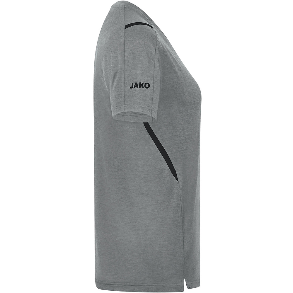 T-SHIRT JAKO CHALLENGE, STONE GREY MELANGE-BLACK WOMEN. 