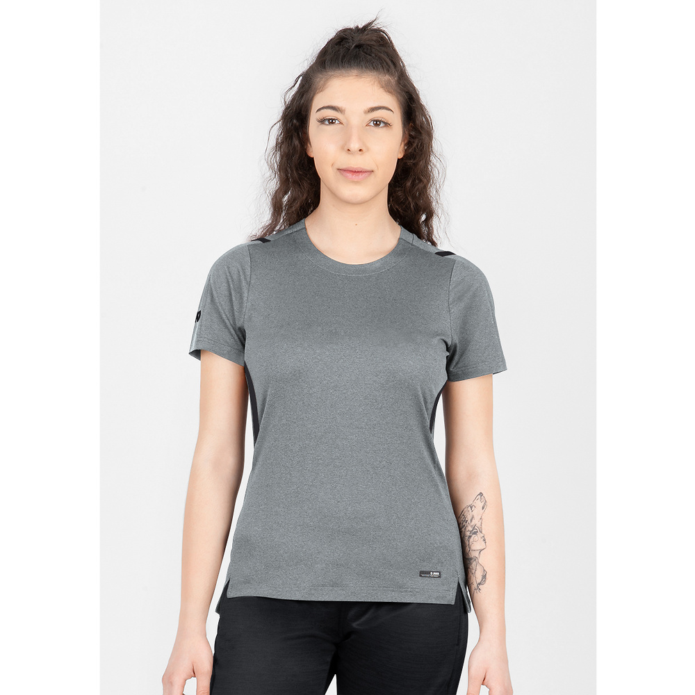 T-SHIRT JAKO CHALLENGE, STONE GREY MELANGE-BLACK WOMEN. 