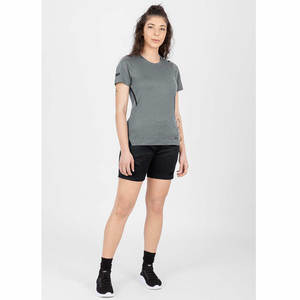 T-SHIRT JAKO CHALLENGE, STONE GREY MELANGE-BLACK WOMEN. 