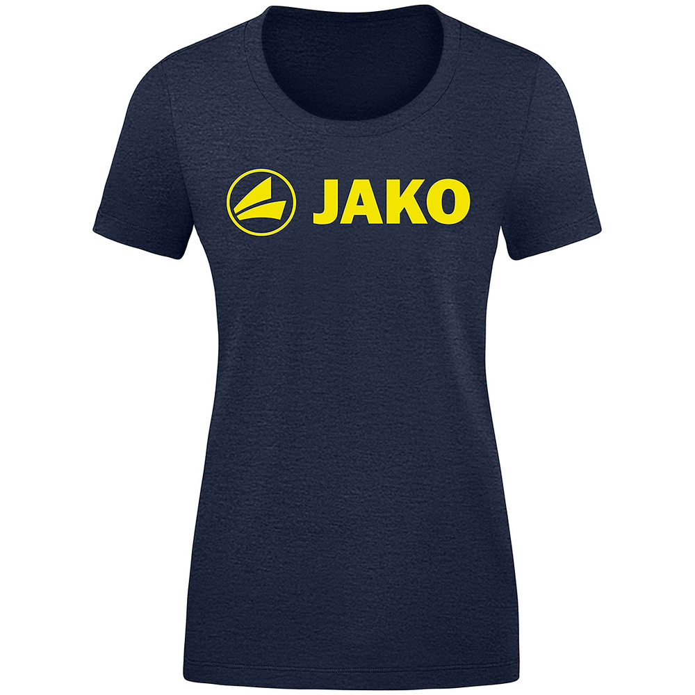 T-SHIRT JAKO PROMO, SEABLUE MELANGE-NEON YELLOW WOMEN. 