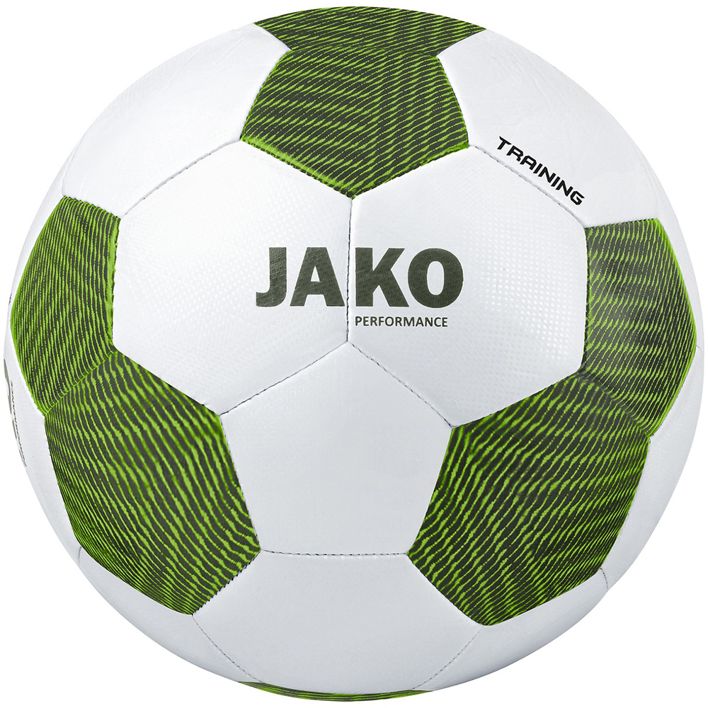 TRAINING BALL JAKO STRIKER 2.0, WHITE-KHAKI-NEON GREEN. 