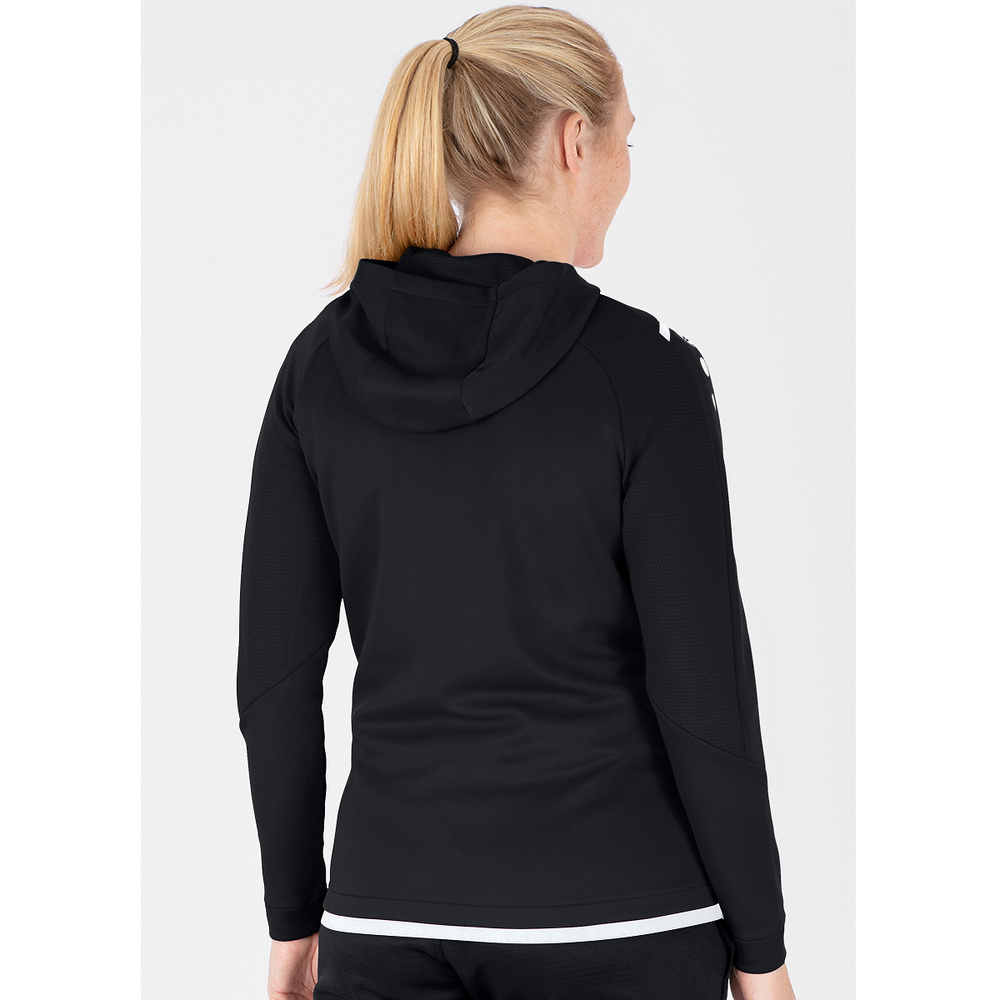 TRAINING JACKET JAKO CHALLENGE WITH HOOD, BLACK-WHITE WOMEN. 