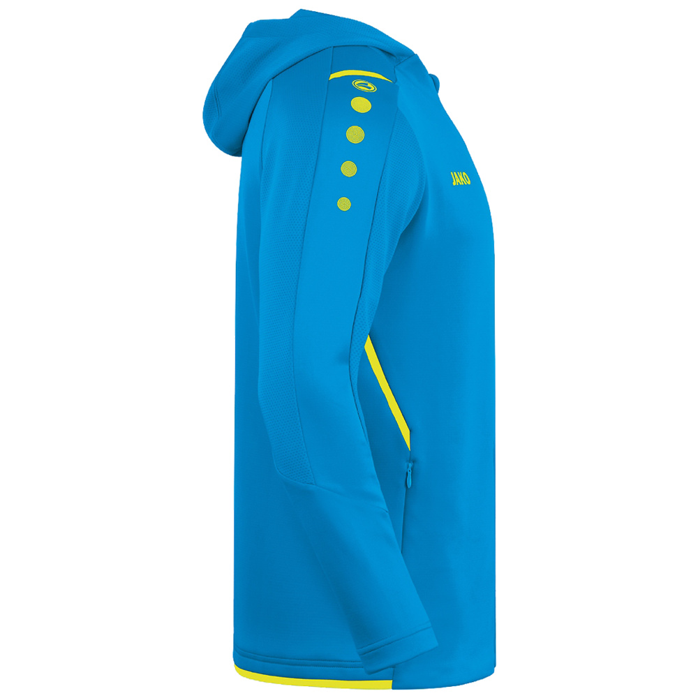 TRAINING JACKET JAKO CHALLENGE WITH HOOD, JAKO BLUE-NEON YELLOW KIDS. 