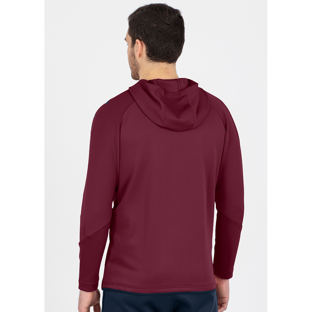 TRAINING JACKET JAKO CHALLENGE WITH HOOD, MAROON-SEABLUE KIDS. 