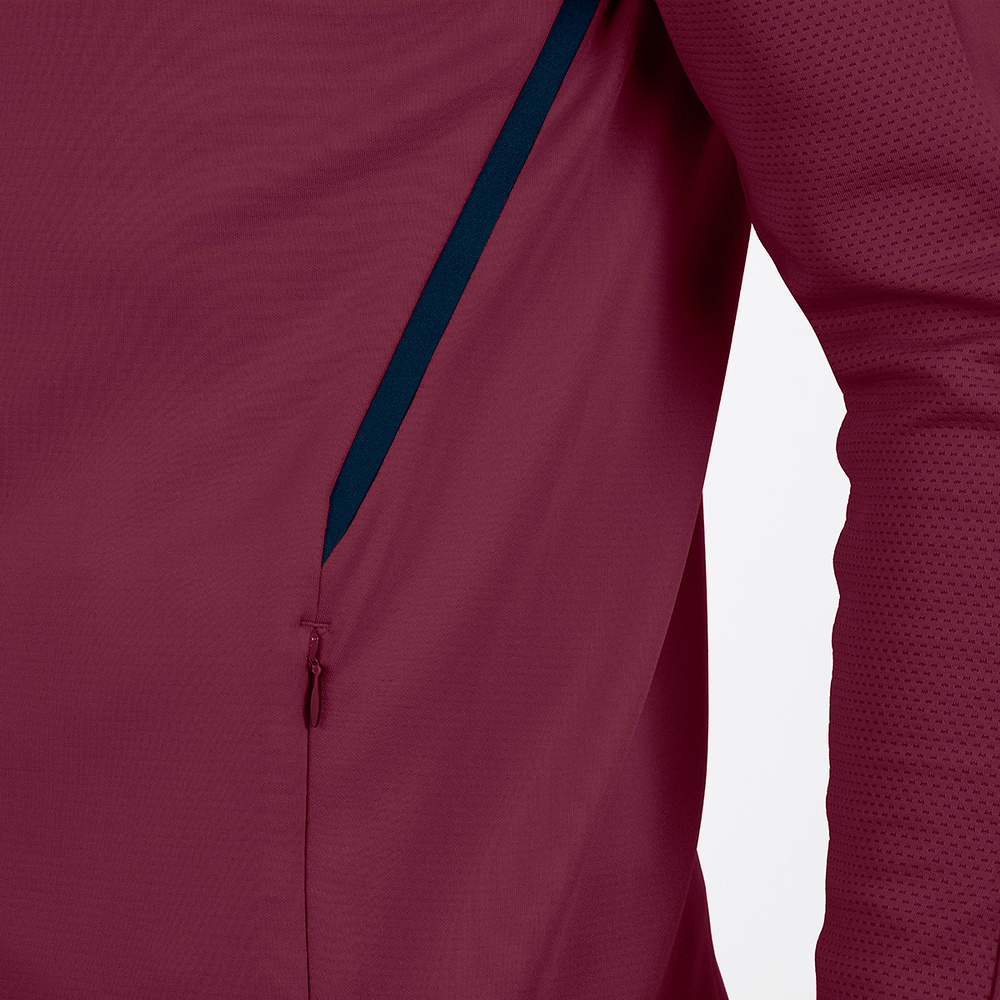 TRAINING JACKET JAKO CHALLENGE WITH HOOD, MAROON-SEABLUE KIDS. 