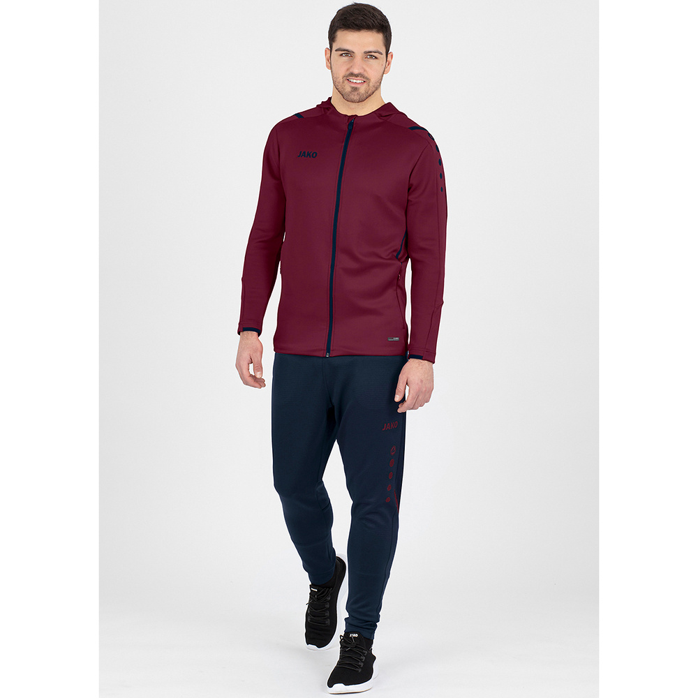 TRAINING JACKET JAKO CHALLENGE WITH HOOD, MAROON-SEABLUE MEN. 