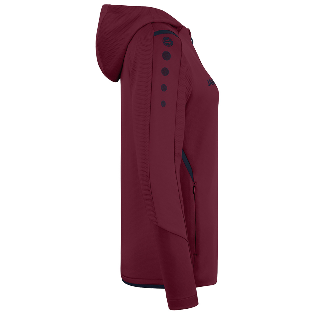 TRAINING JACKET JAKO CHALLENGE WITH HOOD, MAROON-SEABLUE WOMEN. 