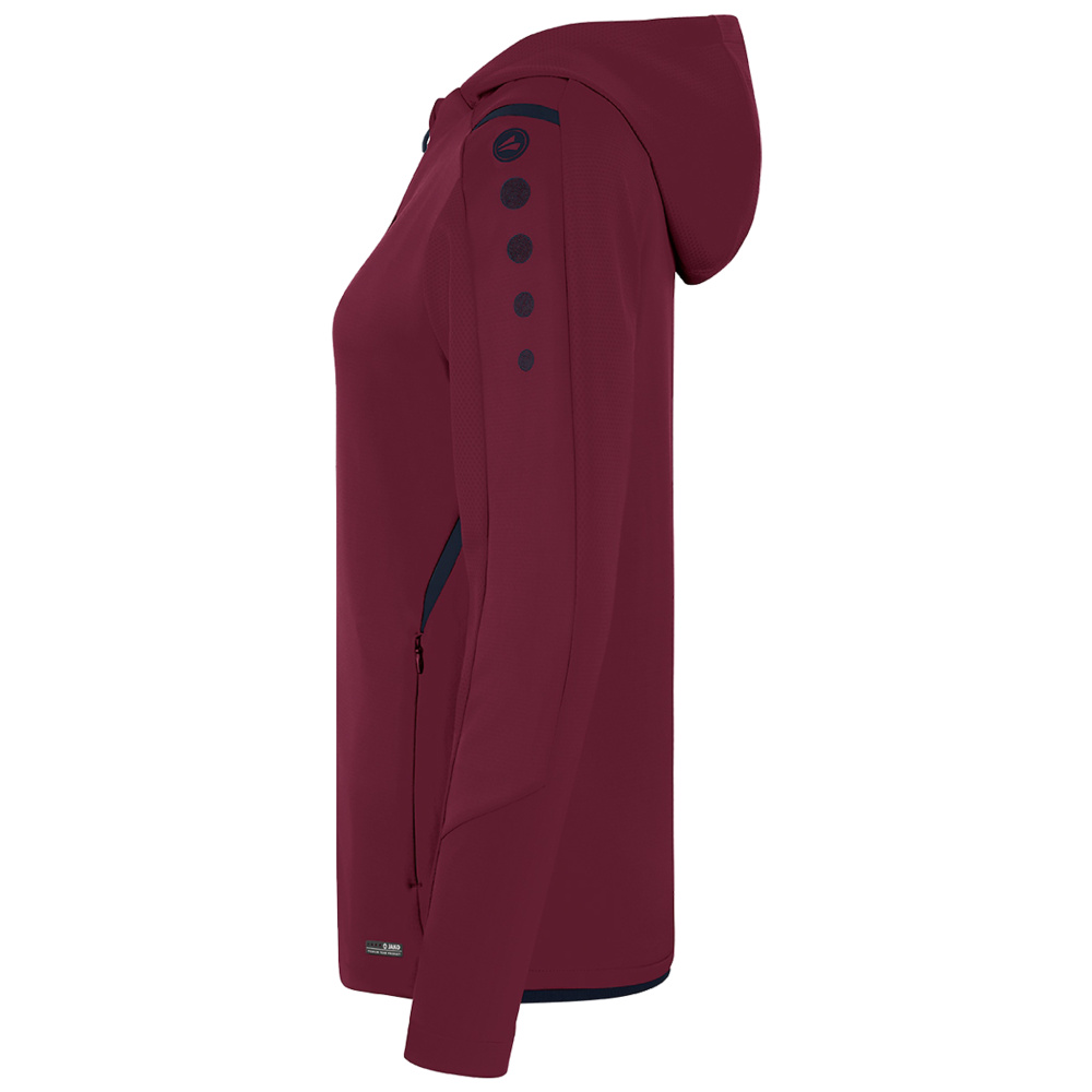 TRAINING JACKET JAKO CHALLENGE WITH HOOD, MAROON-SEABLUE WOMEN. 