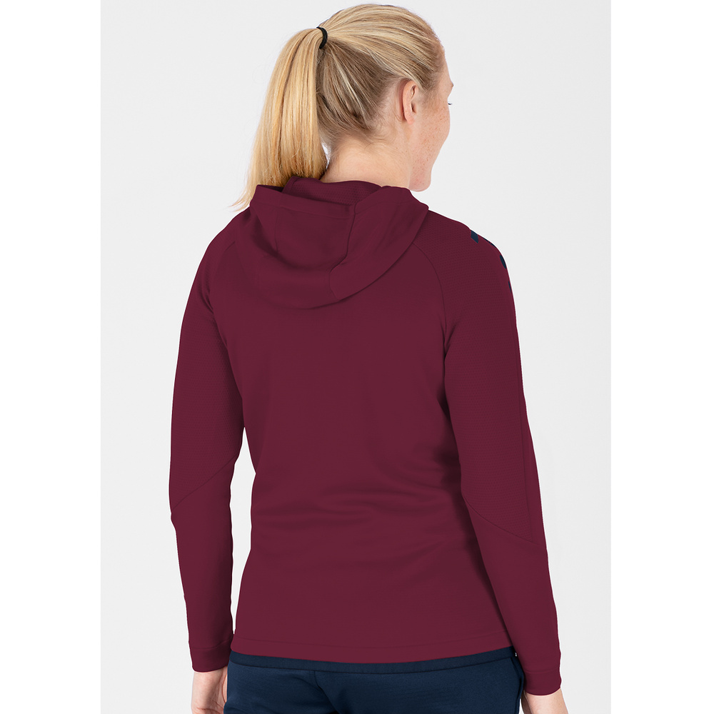 TRAINING JACKET JAKO CHALLENGE WITH HOOD, MAROON-SEABLUE WOMEN. 