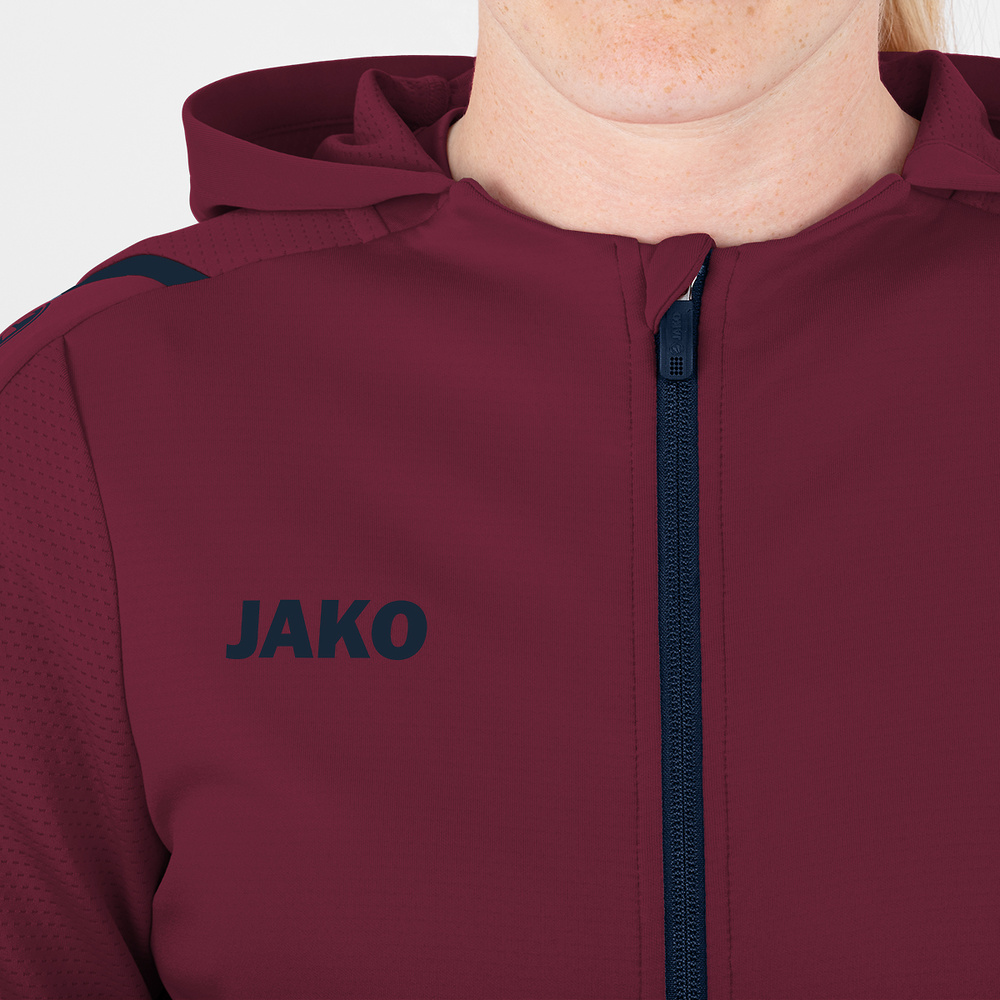 TRAINING JACKET JAKO CHALLENGE WITH HOOD, MAROON-SEABLUE WOMEN. 