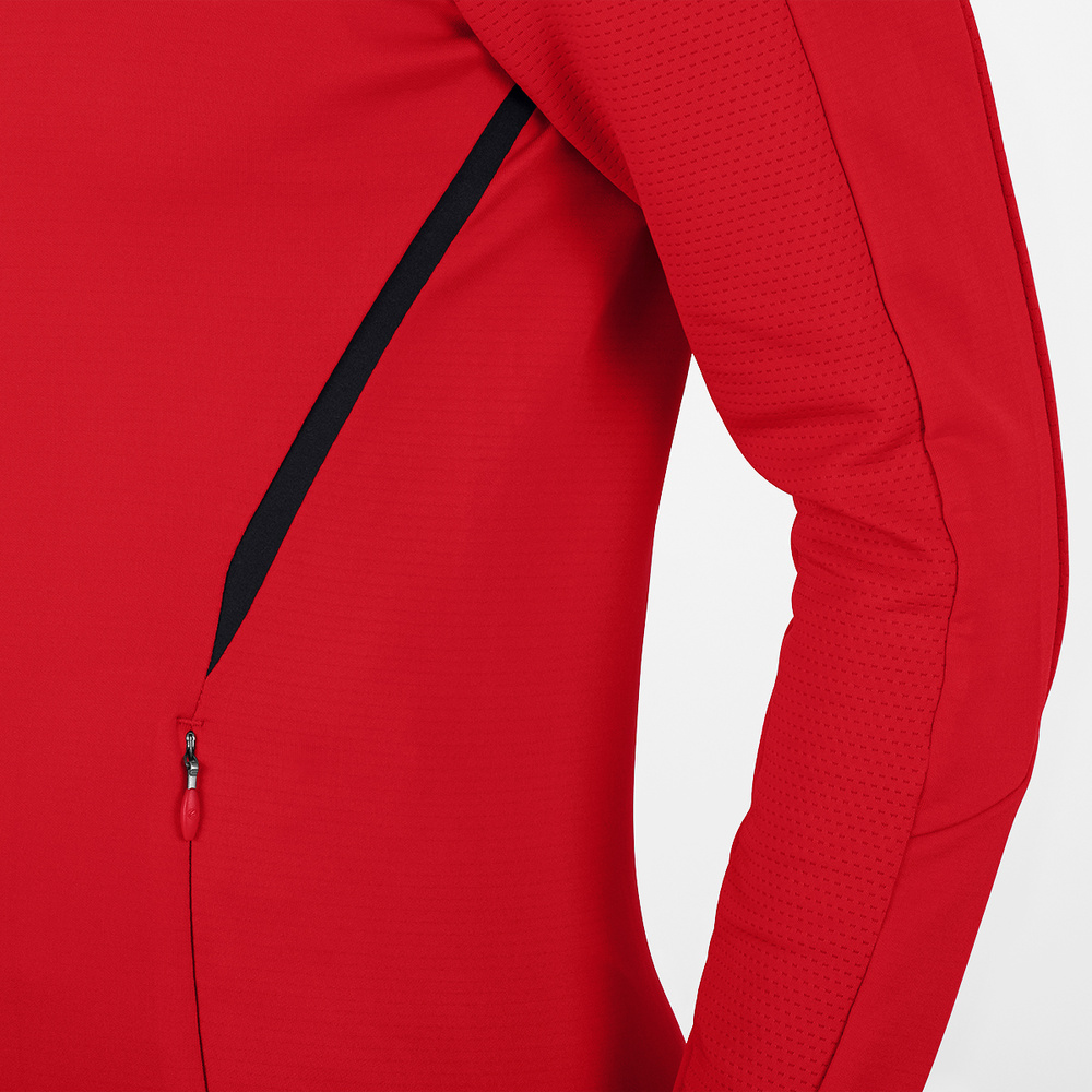 TRAINING JACKET JAKO CHALLENGE WITH HOOD, RED-BLACK WOMEN. 