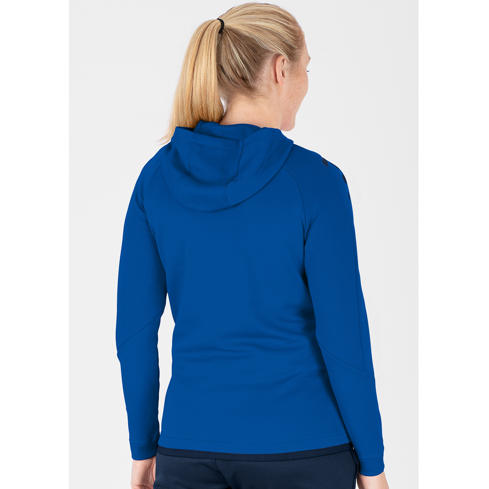 TRAINING JACKET JAKO CHALLENGE WITH HOOD, ROYAL-SEABLUE WOMEN. 