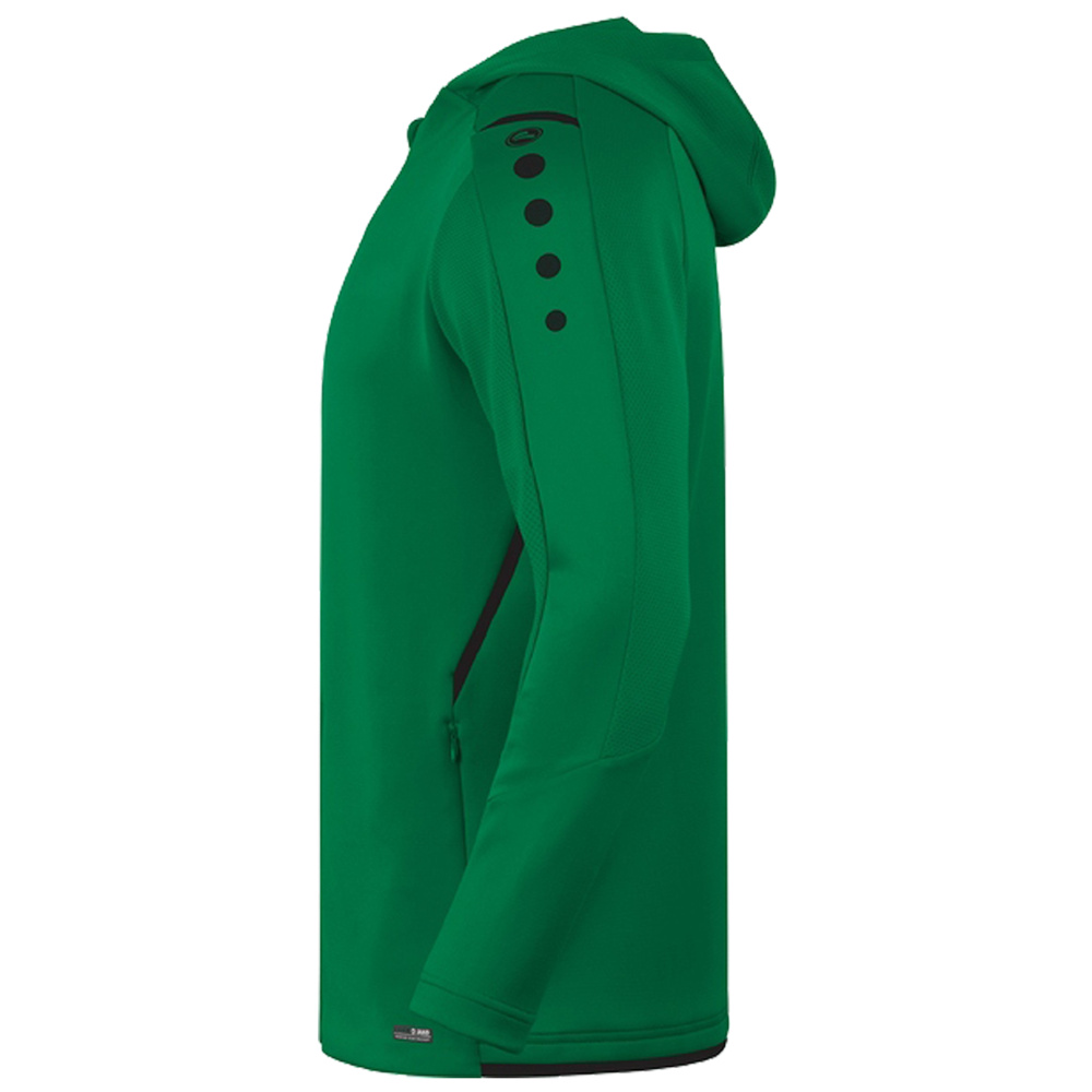 TRAINING JACKET JAKO CHALLENGE WITH HOOD, SPORT GREEN-BLACK KIDS. 