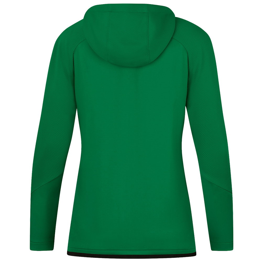 TRAINING JACKET JAKO CHALLENGE WITH HOOD, SPORT GREEN-BLACK WOMEN. 