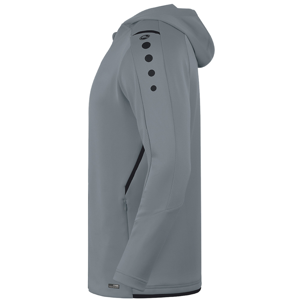 TRAINING JACKET JAKO CHALLENGE WITH HOOD, STONE GREY-BLACK MEN. 