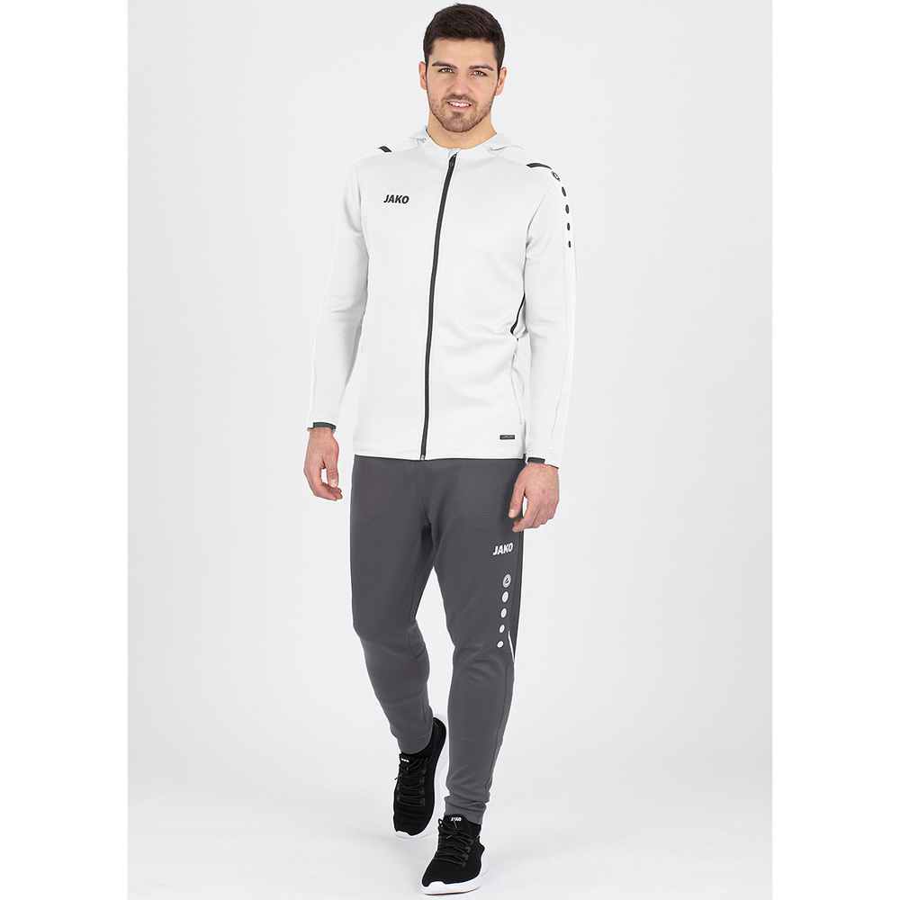 TRAINING JACKET JAKO CHALLENGE WITH HOOD, WHITE-ANTHRACITE MEN. 