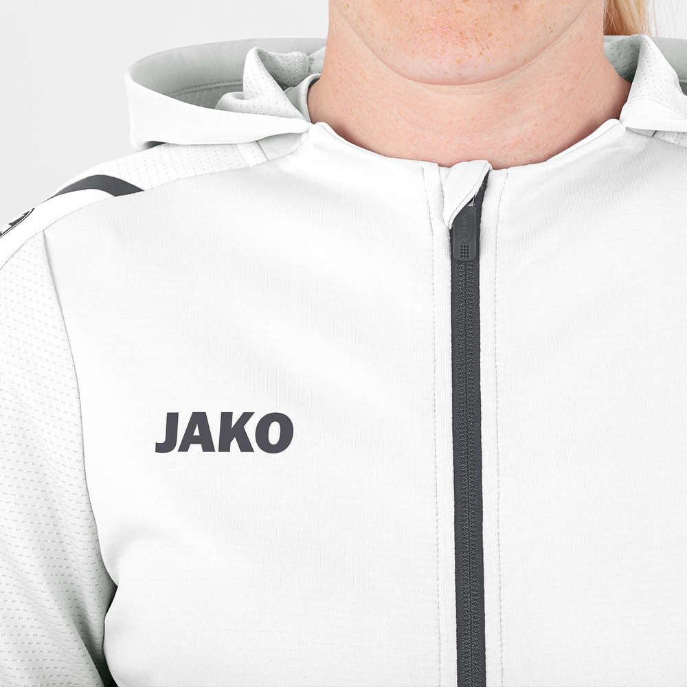 TRAINING JACKET JAKO CHALLENGE WITH HOOD, WHITE-ANTHRACITE WOMEN. 