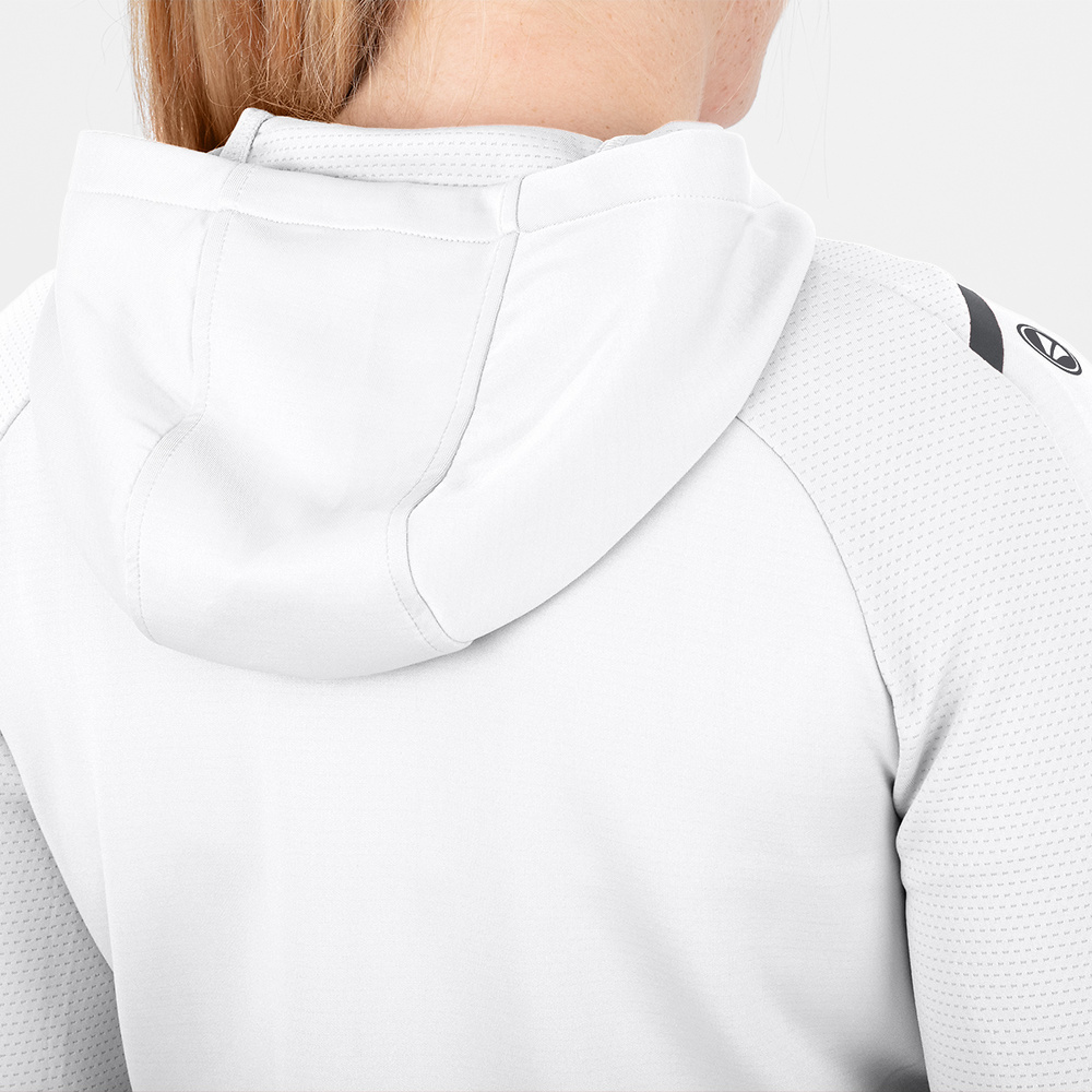 TRAINING JACKET JAKO CHALLENGE WITH HOOD, WHITE-ANTHRACITE WOMEN. 