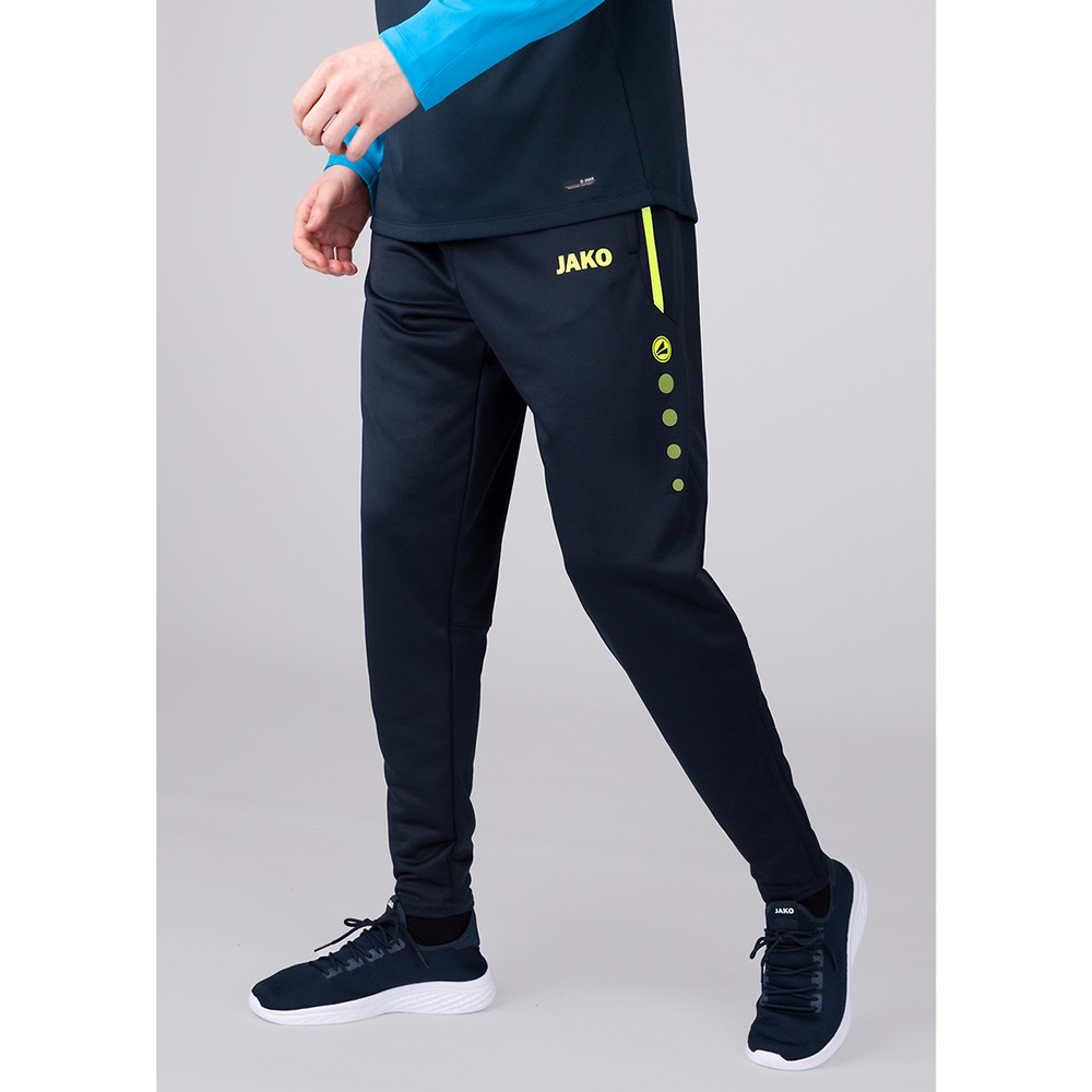 TRAINING TROUSERS JAKO ALLROUND, SEABLUE-NEON YELLOW MEN. 