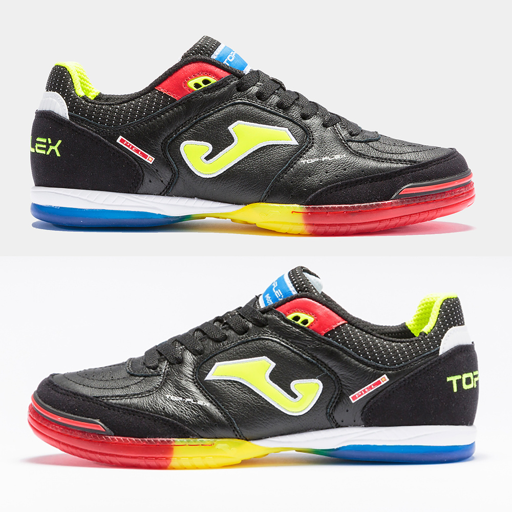 ZAPATILLA JOMA TOP FLEX 2101, NEGRO-AMARILLO FLÚOR INDOOR. 