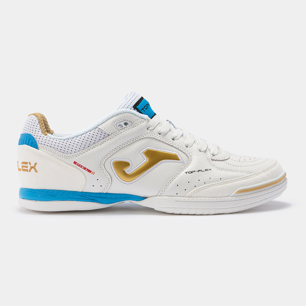 ZAPATILLA JOMA TOP FLEX 2102, BLANCO-ORO INDOOR. 