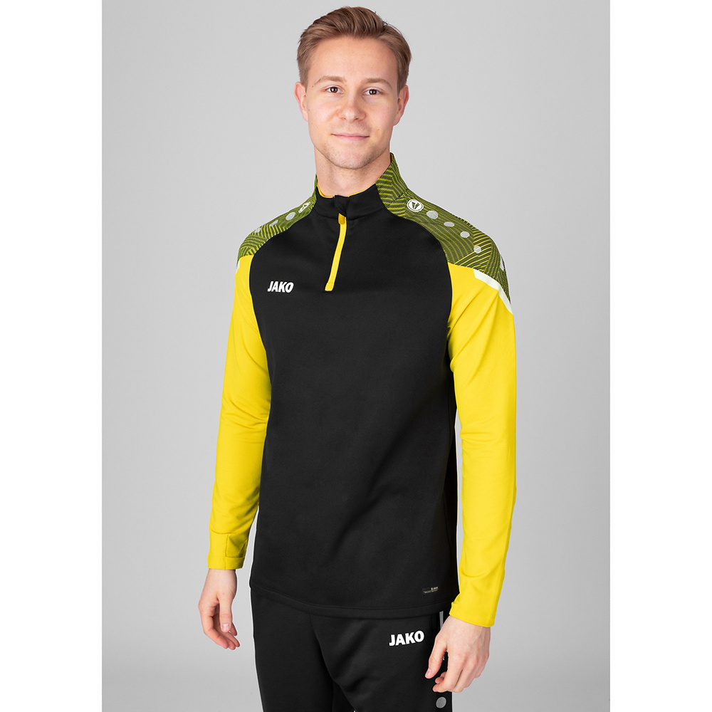 ZIP TOP JAKO PERFORMANCE, BLACK-SOFT YELLOW KIDS. 