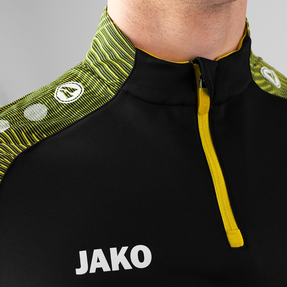 ZIP TOP JAKO PERFORMANCE, BLACK-SOFT YELLOW MEN. 