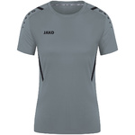 CAMISETA JAKO CHALLENGE MANGA CORTA, GRIS PIEDRA-NEGRA MUJER.