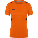 CAMISETA JAKO CHALLENGE MANGA CORTA, NARANJA-NEGRA MUJER.