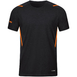 CAMISETA JAKO CHALLENGE MANGA CORTA, NEGRA MELANGE-NARANJA HOMBRE.