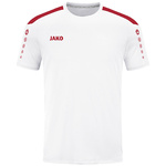 CAMISETA JAKO POWER MANGA CORTA, BLANCA-ROJA HOMBRE.