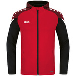 CHAQUETA CON CAPUCHA JAKO PERFORMANCE, ROJA-NEGRA HOMBRE.