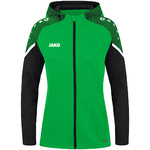 CHAQUETA CON CAPUCHA JAKO PERFORMANCE, VERDE-NEGRA MUJER.