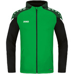 CHAQUETA CON CAPUCHA JAKO PERFORMANCE, VERDE-NEGRA NIÑO.