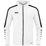 CHAQUETA CON CAPUCHA JAKO POWER, BLANCA-NEGRA HOMBRE.