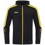 CHAQUETA CON CAPUCHA JAKO POWER, NEGRA-AMARILLA HOMBRE.