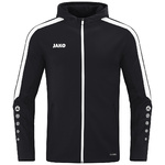 CHAQUETA CON CAPUCHA JAKO POWER, NEGRA-BLANCA MUJER.