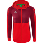 CHAQUETA DE ENTRENAMIENTO CON CAPUCHA ERIMA SIX WINGS, ROJA-BURDEOS MUJER.