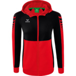 CHAQUETA DE ENTRENAMIENTO CON CAPUCHA ERIMA SIX WINGS, ROJA-NEGRA MUJER.